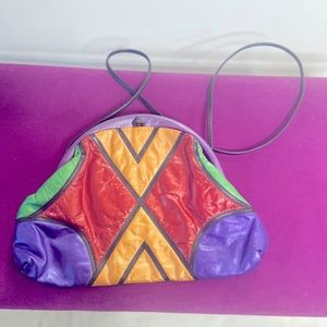 Genuine Leather Colorblock 80s crossbody/shoulder bag